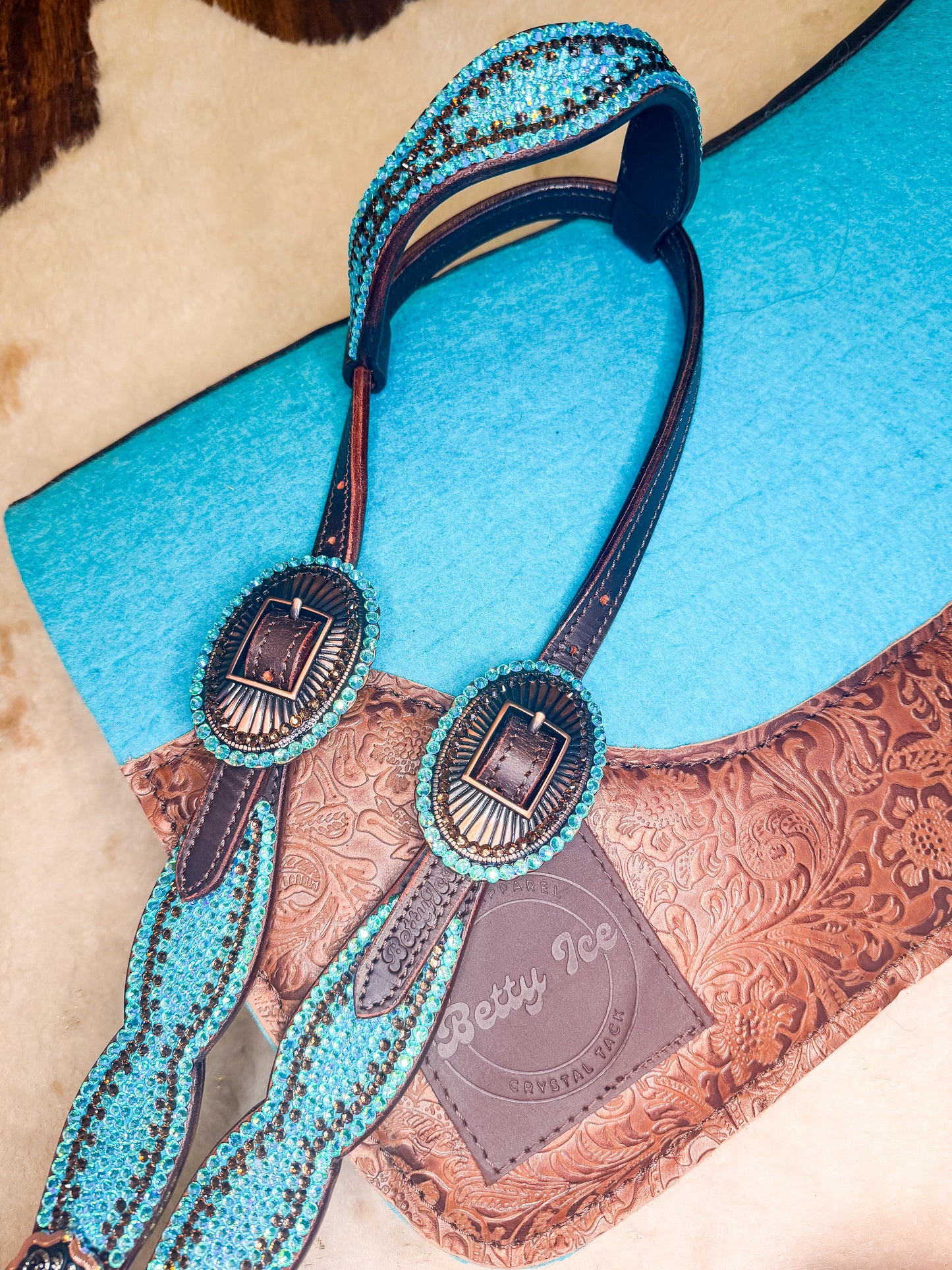 Turquoise & Copper bridle/pad bundle
